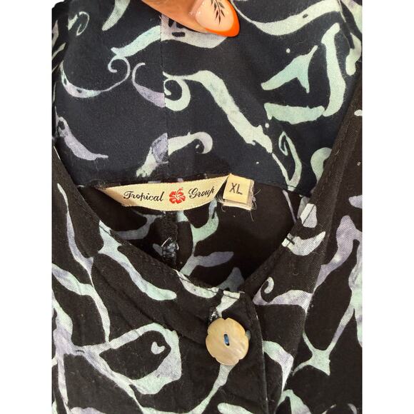 Tropical Group Dress Blue Sleeveless Button Up Hawaiian Beachy Vacation Size XL - Picture 2 of 10